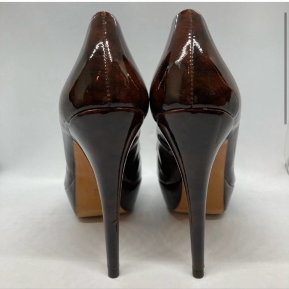 Zara Woman Brown Patent Leather High Heels Size 38/7.5 - Picture 6 of 8